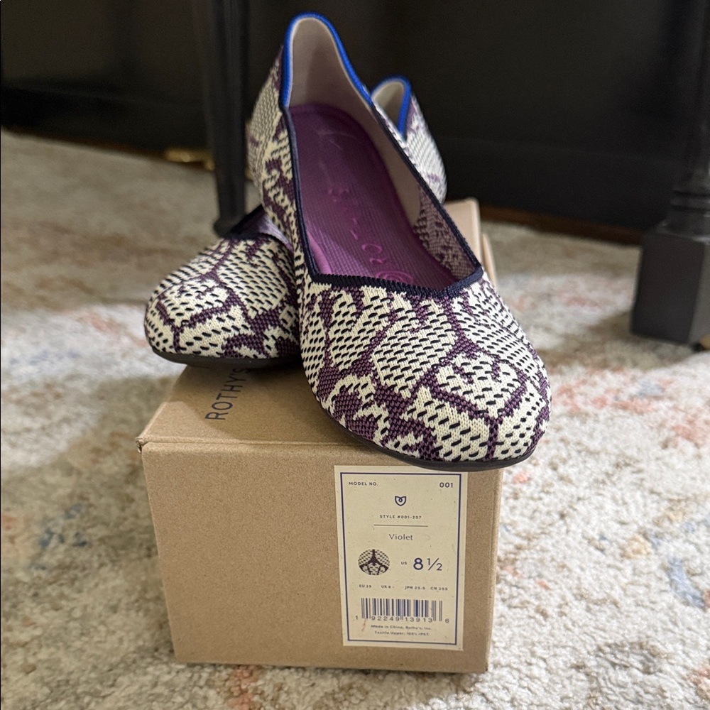 Rothy's Violet and Cream Patterned Flats